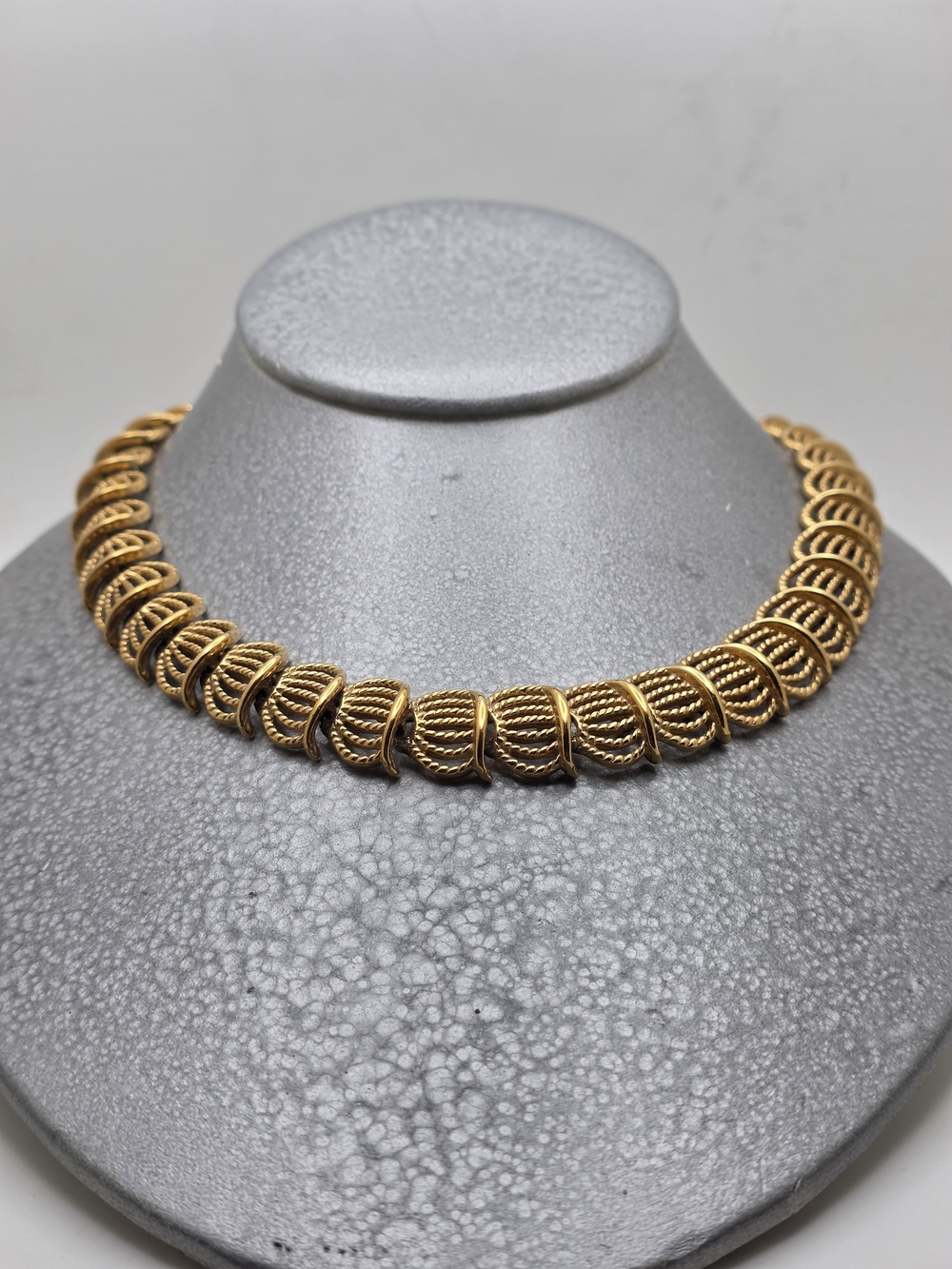 Napier Gold Twisted Rope Link Collar Necklace